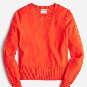 J Crew Cropped Cashmere Crew Sweater in Poppy Orange